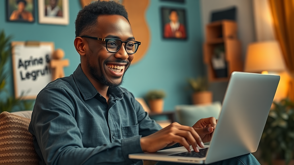 Innovative African tech entrepreneur launching website emphasizing owned media in media empire strategy Africa
