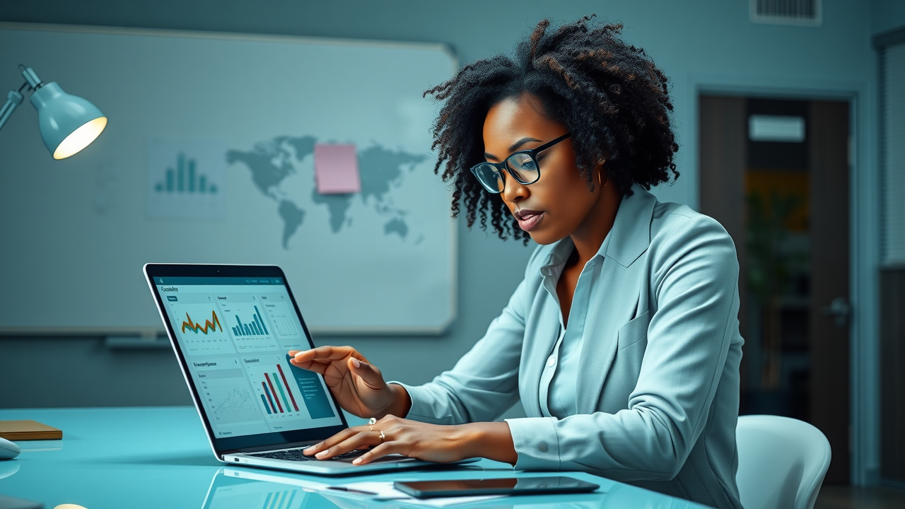 Marketer reviewing content management system dashboard for optimized system workflow