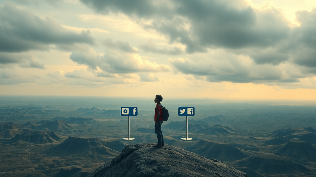 African entrepreneur facing social media barriers in digital landscape symbolizing digital sovereignty in Africa