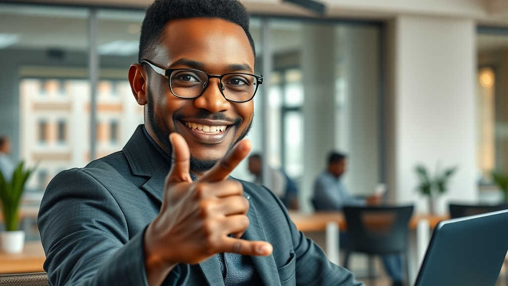 Confident African entrepreneur building a digital media empire digitally