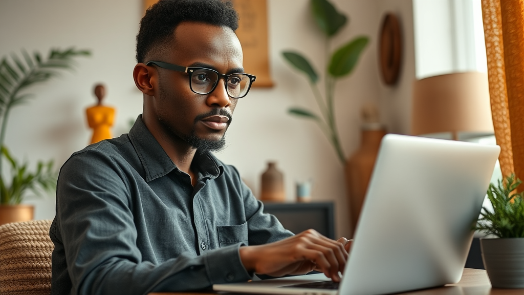 African startup founder managing owned media channels