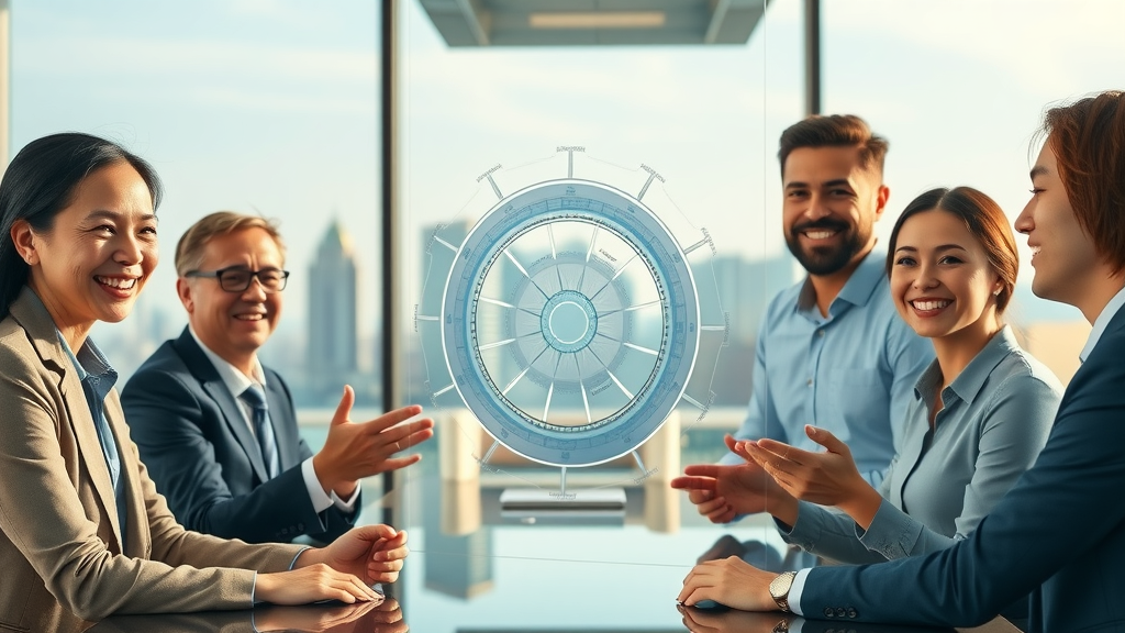 Business team integrating digital content engine flywheel explained concept into strategy