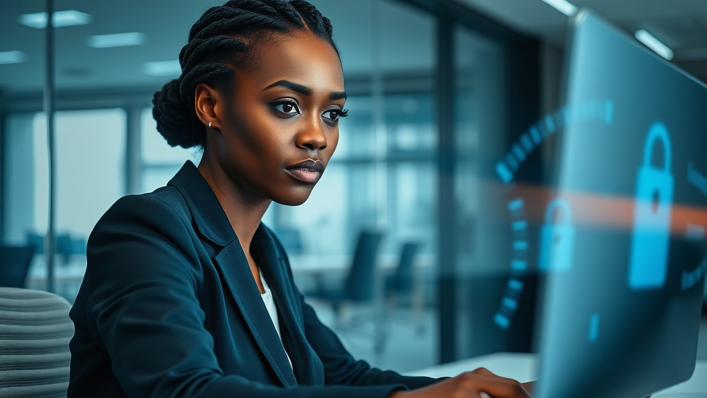 African businesswoman addressing digital sovereignty Africa cybersecurity concerns