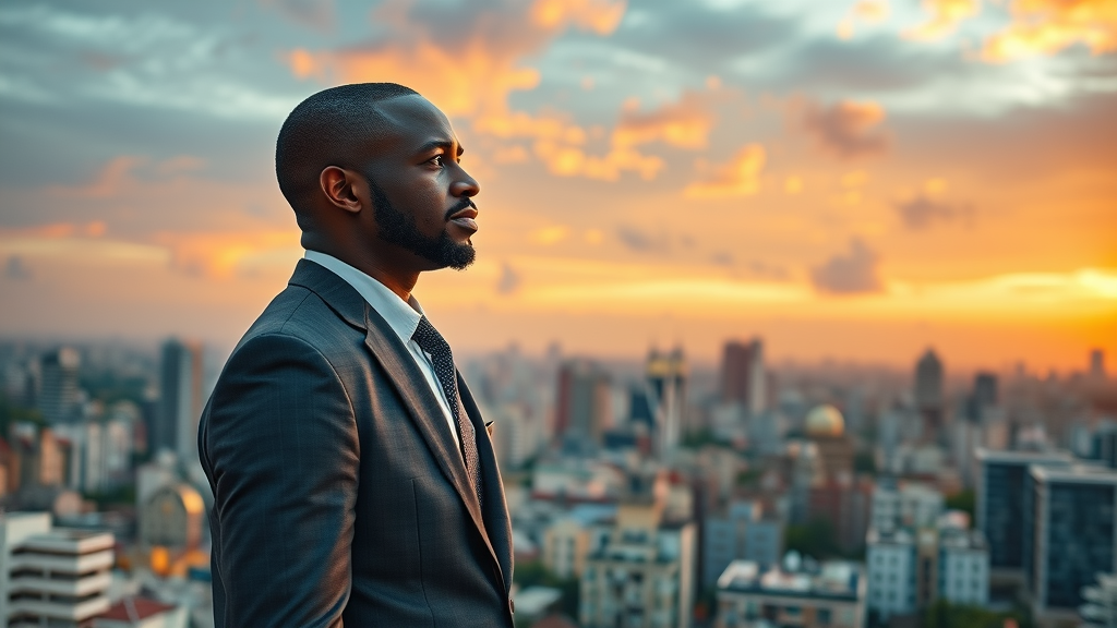 Hopeful African business leader envisioning a digital sovereignty Africa future