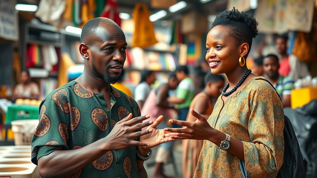 indigenous african business models vibrant African marketplace with entrepreneurs engaging in digital commerce