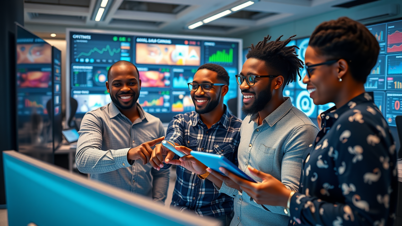 Ambitious startup team analyzing diverse content formats for broad engagement