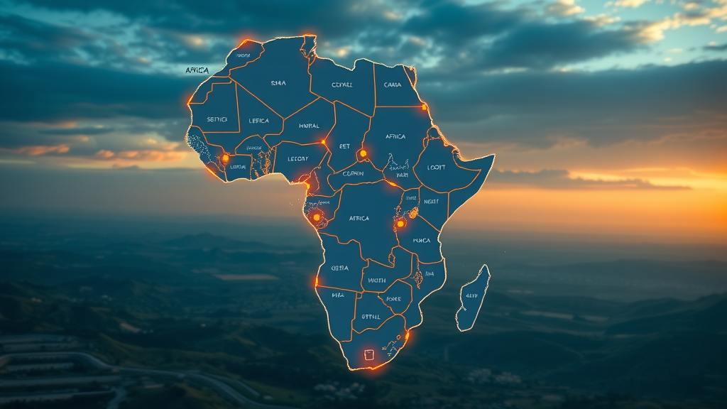 sovereign ai - Map of Africa with AI circuits and multilingual symbols highlighting regional AI initiatives in african languages
